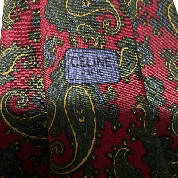 CELINE PARIS MEN’S 100% SILK PAISLEY TIE - Picture 6 of 9
